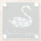 ブラックバックエレガントグラウンドのブルーパールスワン ガラスコースター (裏面)