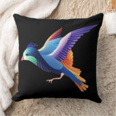 ブラックバックグラウンドで飛行中の鳥 クッション (ブランケット)