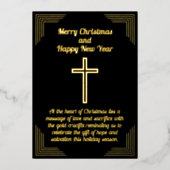 ブラックバックグランドフォイルカード上の金色の十字架 箔シーズンカード (正面)