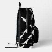 ブラックバックパックにティラノサウルス恐竜の白 プリントバックパック (左)