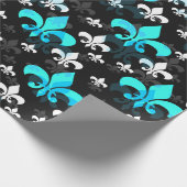 ブラックバックブルーホワイト（紋章の）フラ・ダ・リ ラッピングペーパー (角)