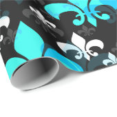 ブラックバックブルーホワイト（紋章の）フラ・ダ・リ ラッピングペーパー (ロールコーナー)