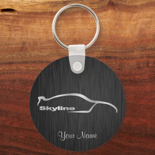 ブラックバック付きスカイラインエレガントシルエット キーホルダー (正面)