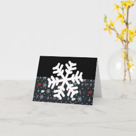 ブラックバック葉付きクリスマススノーフレーク カード