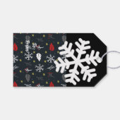 ブラックバック葉付きクリスマススノーフレーク ギフトタグ (正面(横))