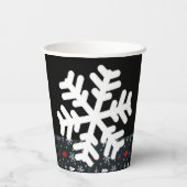 ブラックバック葉付きクリスマススノーフレーク 紙コップ (裏面)