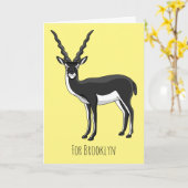 ブラックバック・アンテロープイラストレーション カード (黄色い花)