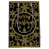 ブラックバッグと金ゴールドクリスマスエレメント ミディアムペーパーバッグ (裏面)