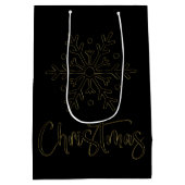 ブラックバッグと金ゴールドクリスマススノーフレーク ミディアムペーパーバッグ (裏面)