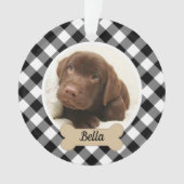 ブラックバッファローカスタムプレイド子犬の写真 オーナメント (正面)