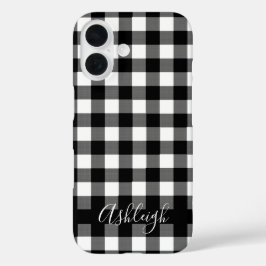 ブラックバッファローチェックのプレパーソナライズされたイド名 iPhone 16ケース