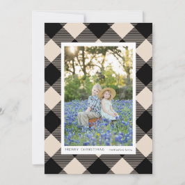 ブラックバッファローチェックプレイドオンクリームフォトホリデー