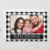 ブラックバッファロープレイドクリスマスフォトホリデーカード シーズンカード (正面)