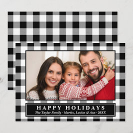 ブラックバッファロープレイドクリスマスフォトホリデーカード シーズンカード