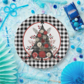 ブラックバッファロープレイドクリスマス ペーパープレート (パーティー)