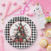 ブラックバッファロープレイドクリスマス ペーパープレート (パーティー)