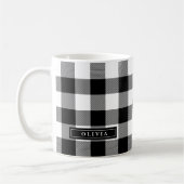 ブラックバッファロープレイドパターモノグラムのンマグ コーヒーマグカップ (左)