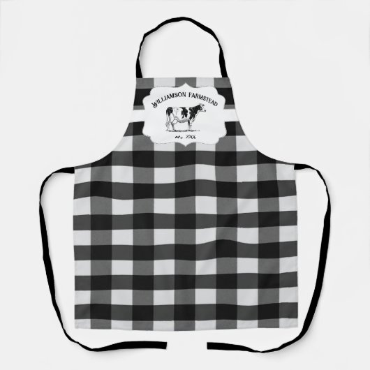 ブラックバッファロープレイドファームカウエプロン エプロン (正面)