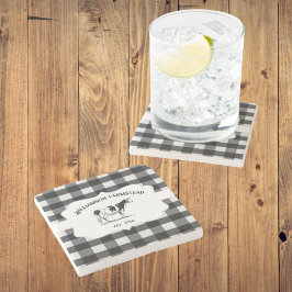 ブラックバッファロープレイドファームカウストーンコースター ストーンコースター