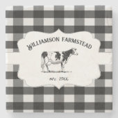 ブラックバッファロープレイドファームカウストーンコースター ストーンコースター (正面)