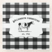 ブラックバッファロープレイドファームカウズ ガラスコースター (正面)