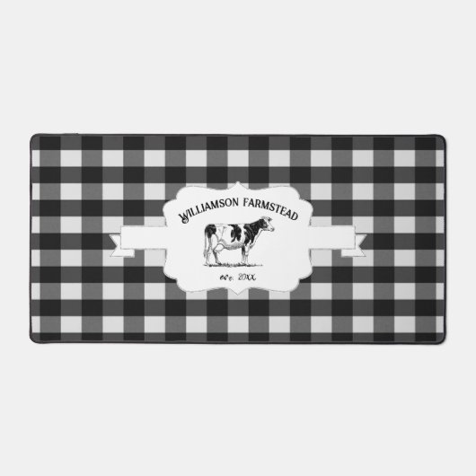 ブラックバッファロープレイドファームカウズ デスクマット (正面)