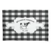 ブラックバッファロープレイドファームカウピローケース 枕カバー (正面)