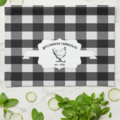 ブラックバッファロープレイドファームチキンキッチンタオル キッチンタオル (折り畳み)