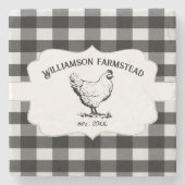 ブラックバッファロープレイドファームチキンストーンコースター ストーンコースター (正面)