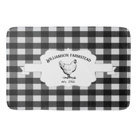 ブラックバッファロープレイドファームチキンバスマット バスマット (正面)