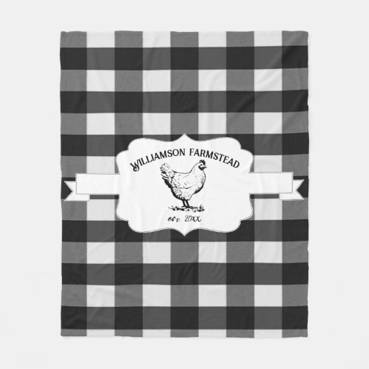 ブラックバッファロープレイドファームチキンフリースブランケット フリースブランケット (正面)