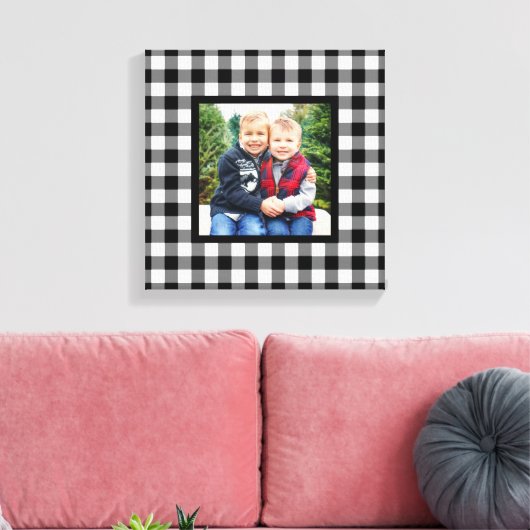 ブラックバッファロープレイドファームハウスクリスマスフォトカンヴ キャンバスプリント (インサイチュ (リビング))