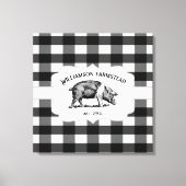 ブラックバッファロープレイドファームピグキャンバスプリント キャンバスプリント (正面)