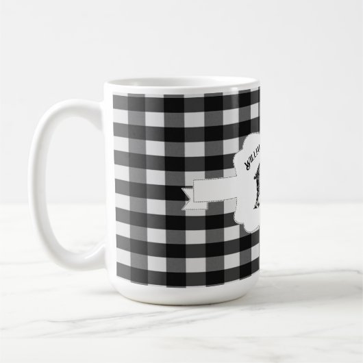 ブラックバッファロープレイドファームピグコーヒーマグ コーヒーマグカップ (左)