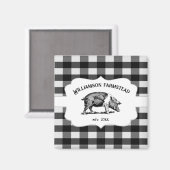 ブラックバッファロープレイドファームピグマグネット マグネット (正面/裏面)