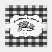 ブラックバッファロープレイドファームピグマグネット マグネット (正面)