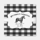 ブラックバッファロープレイドファームホースマグネット マグネット (正面)