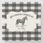 ブラックバッファロープレイドファームホース ストーンコースター (正面)