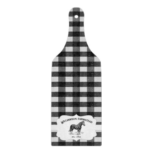 ブラックバッファロープレイドファーム馬裁断ボード カッティングボード (正面)