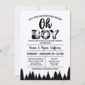 ブラックバッファロープレイドベイビーシャワー招待状オボーイ 招待状 (正面)