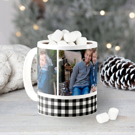 ブラックバッファロープレイドホリデーフォトコラージュ コーヒーマグカップ