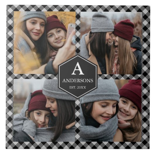 ブラックバッファロープレイドランバージャックフォトコラージュ タイル (正面)