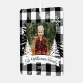 ブラックバッファロープレイ素朴ドパインツリーズファミリーフォト メタルオーナメント (正面左)