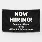 ブラックバナーパーソナライズされたの採用 横断幕 (横)