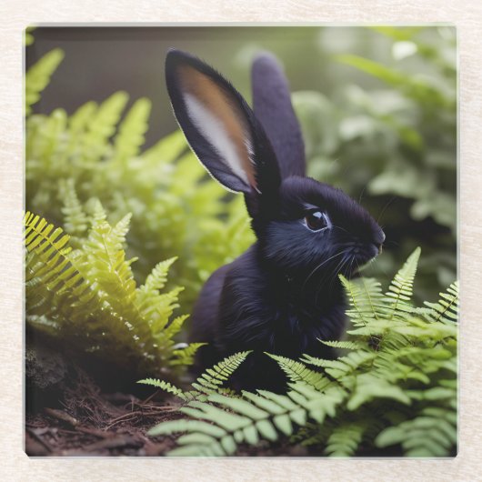 ブラックバニーのルシファー：いたずらの暗いバンドル ガラスコースター (正面)