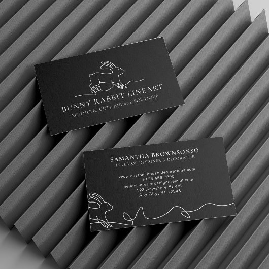 ブラックバニーラビットラインアートベビーアニマル 名刺