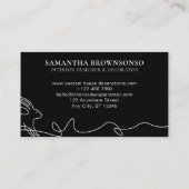 ブラックバニーラビットラインアートベビーアニマル 名刺 (裏面)