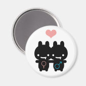 ブラックバニーラブマグネット（白） マグネット (正面/裏面)