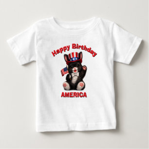 ブラックバニー (5歳) 愛国少年Tシャツ ベビーTシャツ