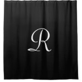 ブラックバフェイクーラップシャワーカーテンホワイトモノグラム シャワーカーテン (正面)